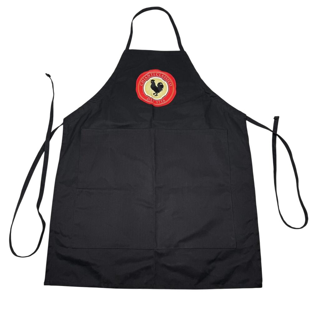 Chianti Classico Gallo Nero Black Apron Made in Italy Unisex O/S Chef Kitchen